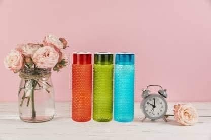 Set Of 6 Dotted Pattern Fridge Water Bottle 1 Ltr