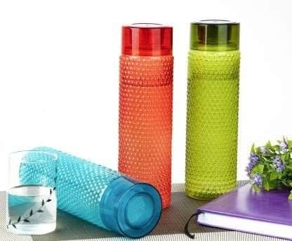 Set Of 6 Dotted Pattern Fridge Water Bottle 1 Ltr
