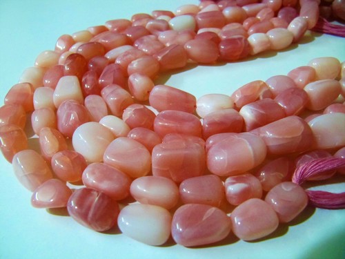 Natural Pink Opal Plain  Nugget Tumbled 10 to 20mm Beads