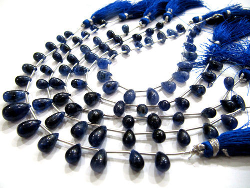 Natural Blue Sapphire Teardrop Plain Drop Smooth Beads.