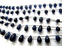 Natural Blue Sapphire Teardrop Plain Drop Smooth Beads.