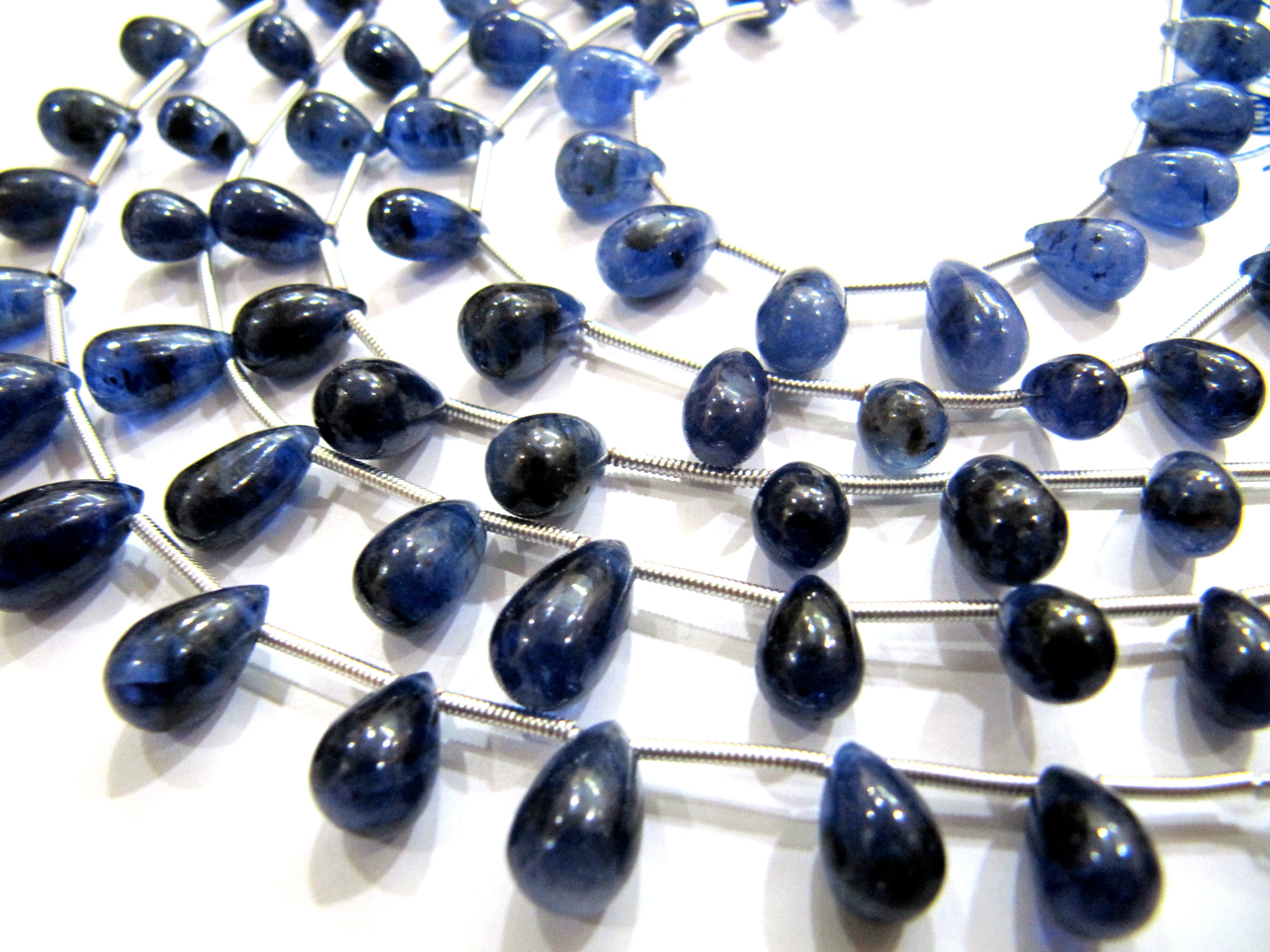 Natural Blue Sapphire Teardrop Plain Drop Smooth Beads.