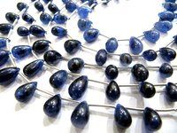 Natural Blue Sapphire Teardrop Plain Drop Smooth Beads.