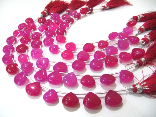 Natural Hot Pink Chalcedony Heart Shape