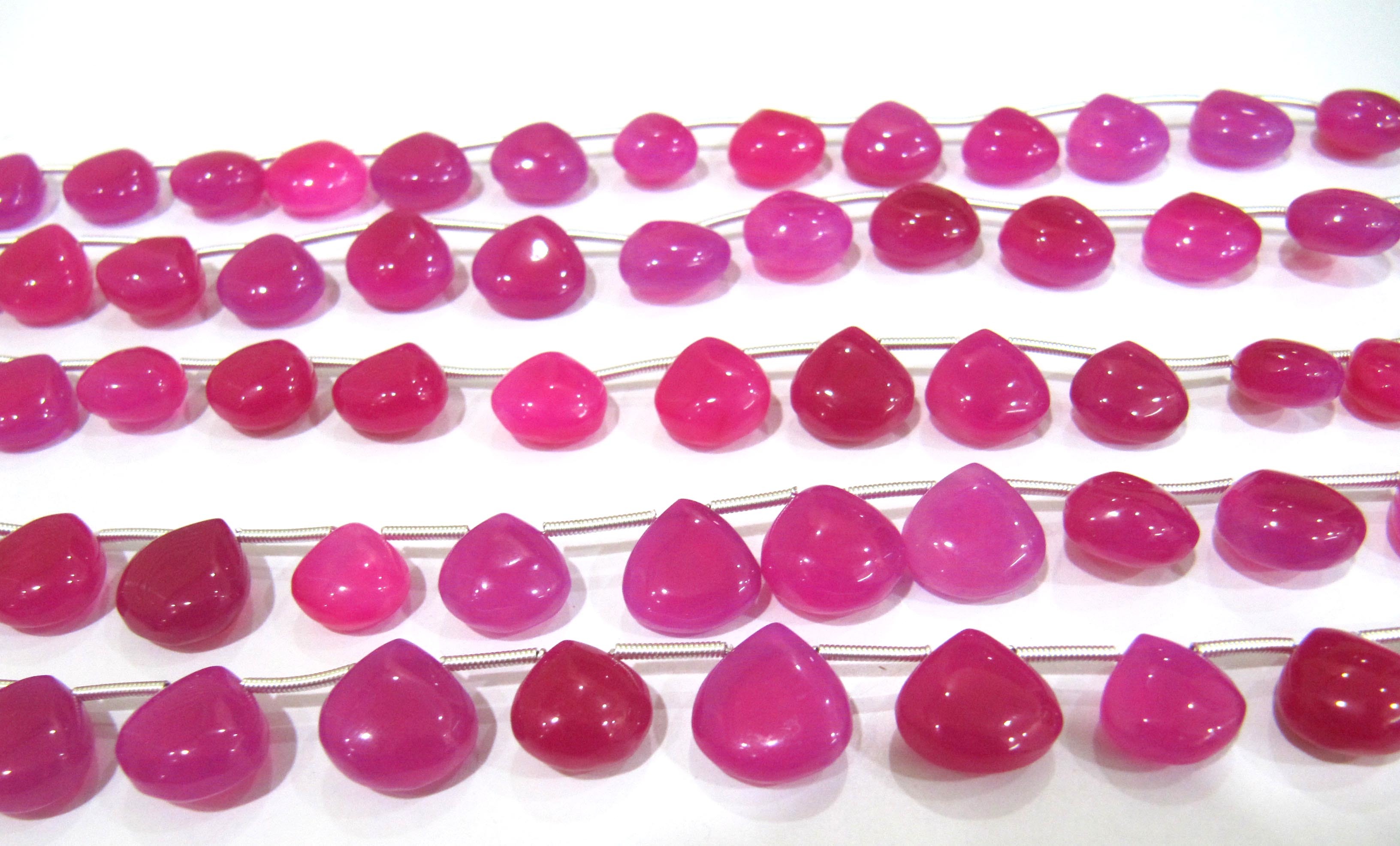 Natural Hot Pink Chalcedony Heart Shape