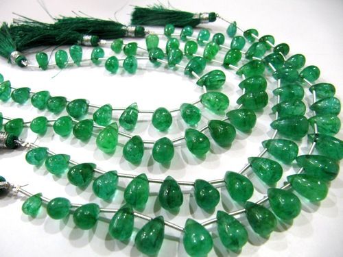 Natural Emerald Tear Drop Plain Smooth Beads