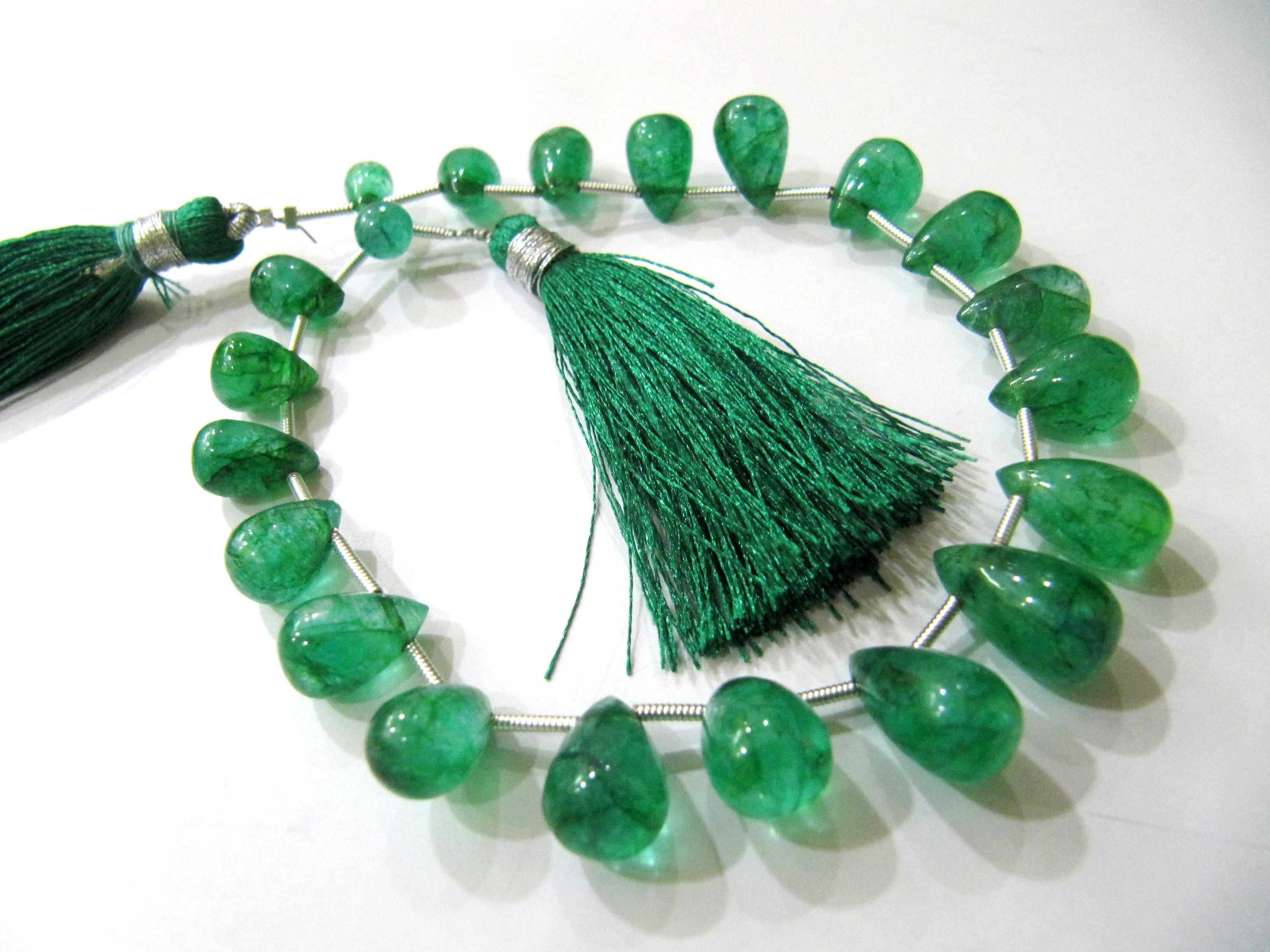 Natural Emerald Tear Drop Plain Smooth Beads