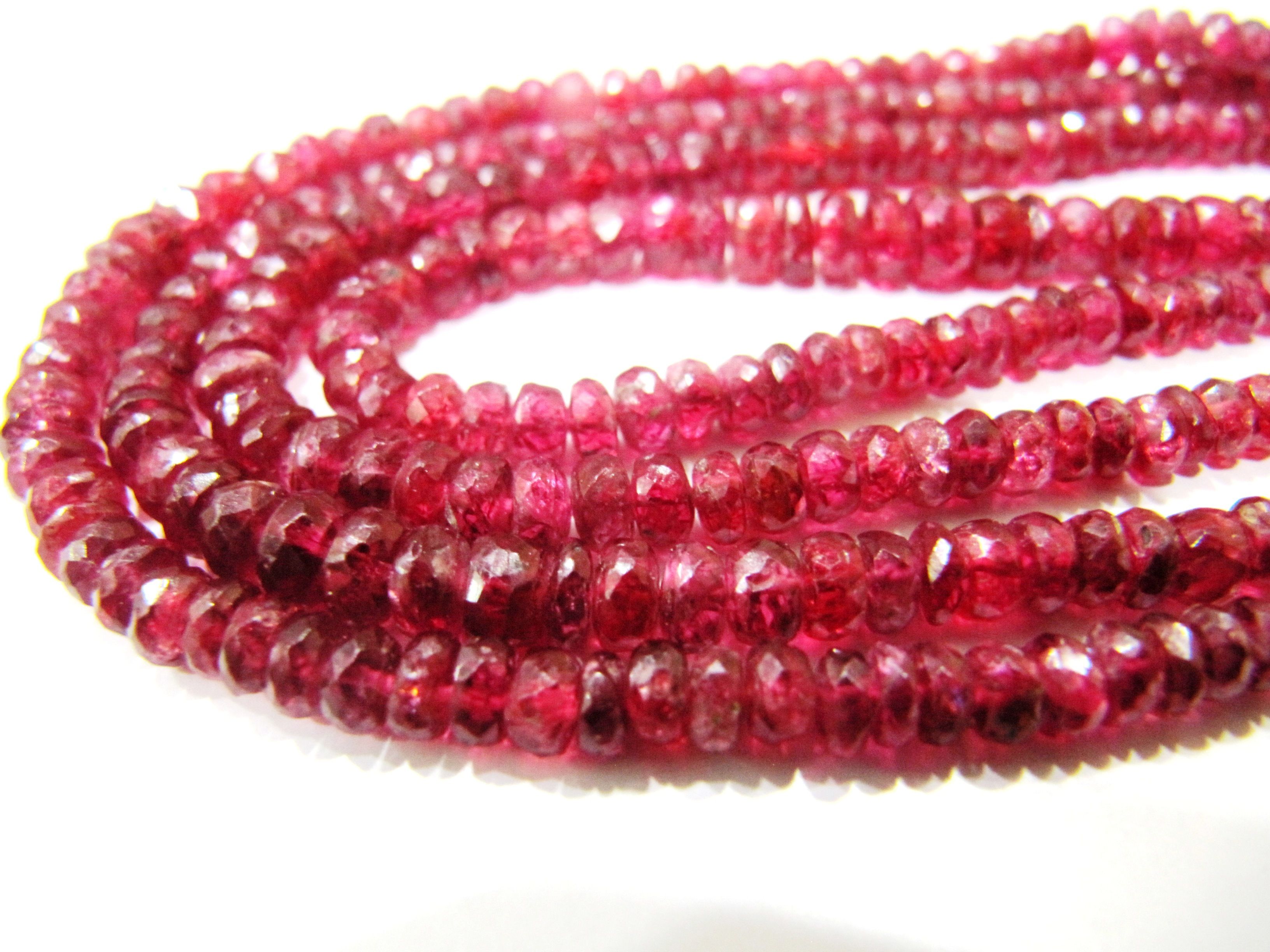 Natural Ruby Red Spinal Rondelle Faceted Top Quality 2 To 3mm Beads