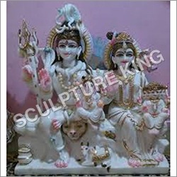 White Marble Lord Shiv Parivar Statue