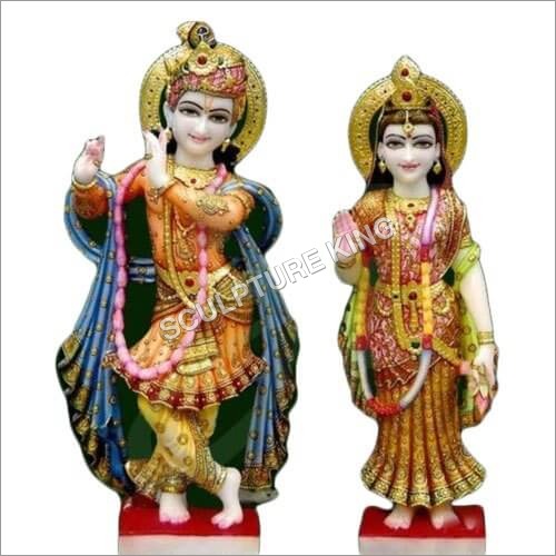 Polished Marble Radha Krishna Statue