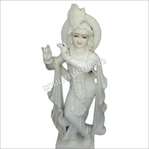 White Krishna Marble Statue