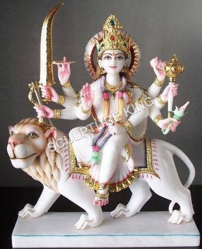 Polished Marble Durga Statue