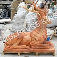 Sculpture Marble Swamp Deer Animal Statue