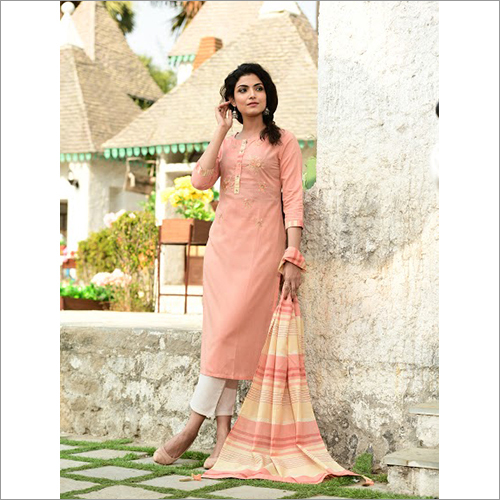 Ladies Light Pink Designer Readymade Salwar Kameez Dupatta Set