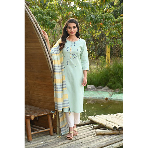 Ladies Sky Blue Designer Readymade Salwar Kameez Dupatta Set