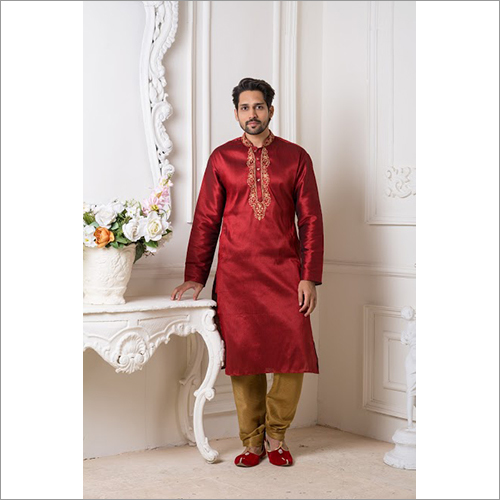 Mens Mulbury Plain Silk Kurta Pyjama
