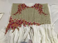 Attractive Georgette Embroidered Semi Stitched Ethnic Gown (69-Cream)