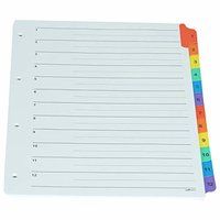 Binder Index Divider (1 To 12) - A4 Size - Multicolour Tabs