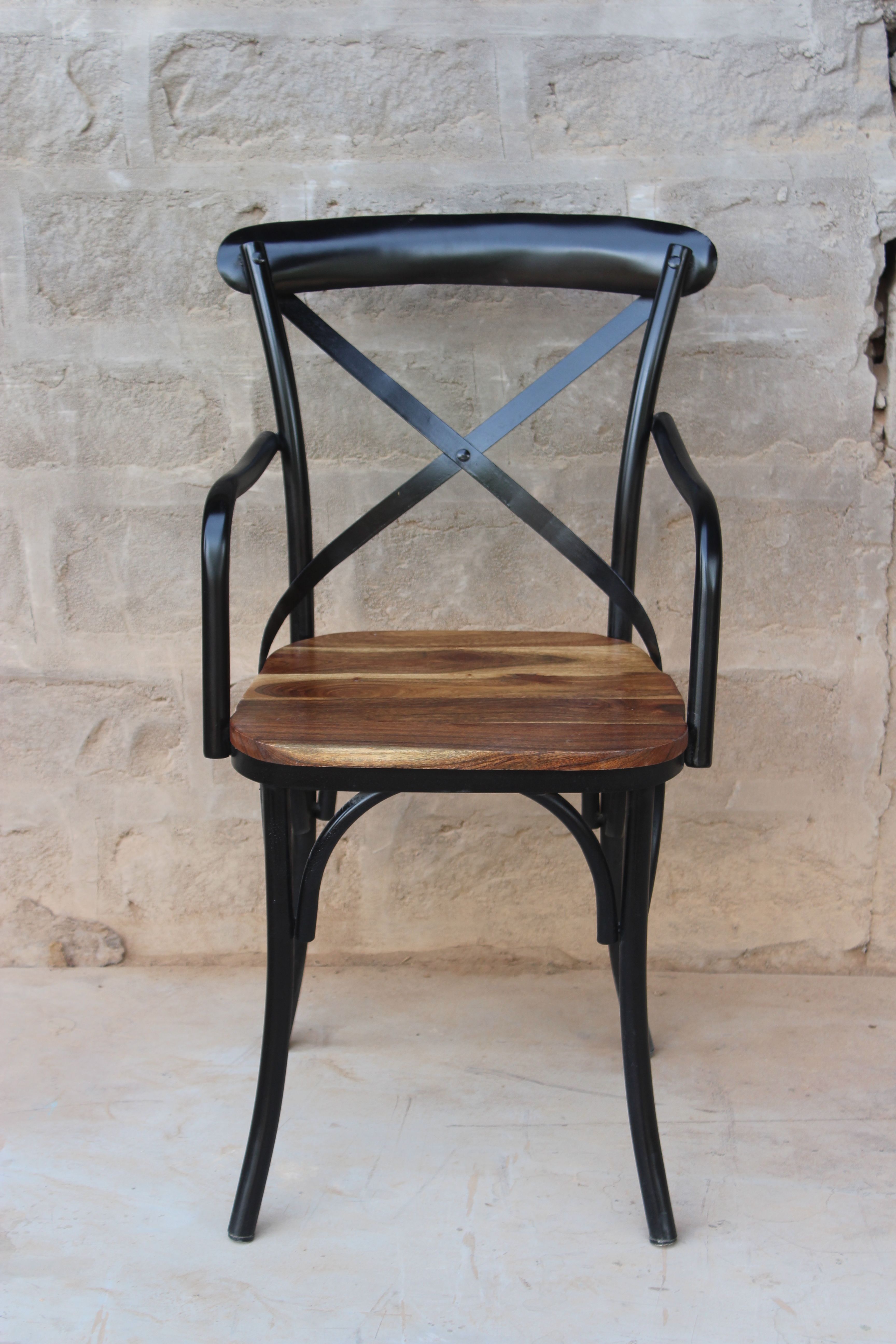 Wood Iron Arm Chair