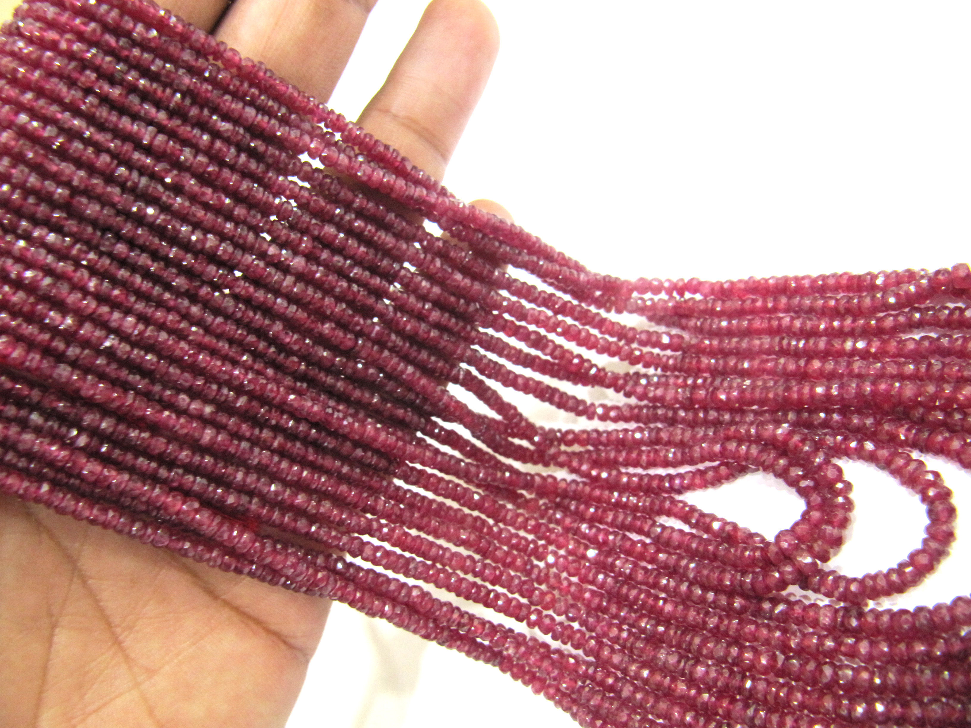 Natural Ruby Red Spinal Rondelle Faceted Top Quality 2 To 3mm Beads