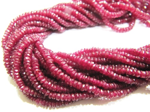 Natural Ruby Rondelle Faceted Top Quality 3.5 To 4.5mm Graduated Beads