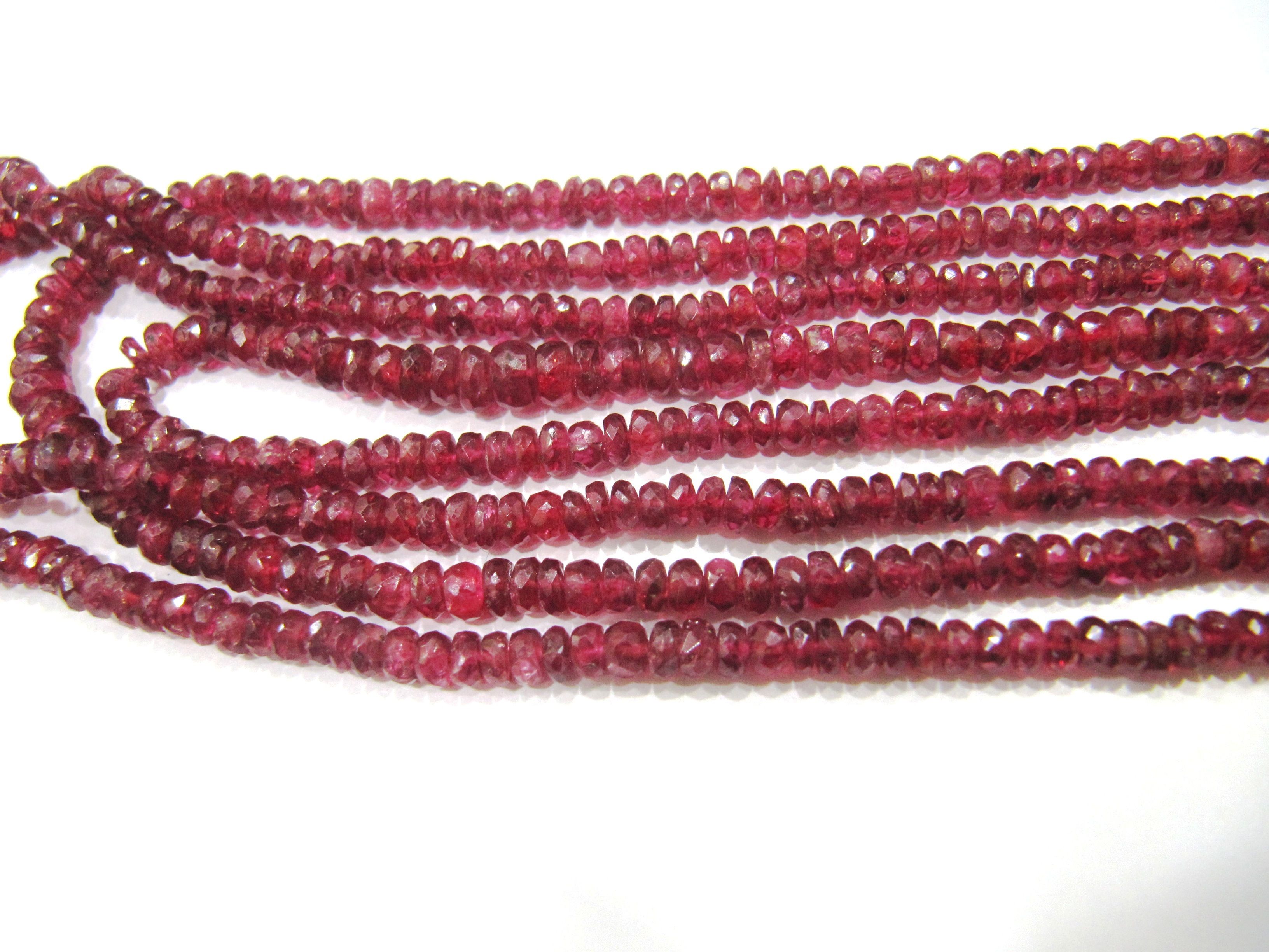 Natural Ruby Red Spinal Rondelle Faceted Top Quality 2 To 3mm Beads