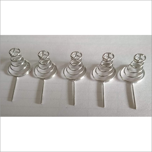 Moisture Meter Battery Contact Spring - Metal Coil with Polished Surface Finish, Silver Color for Industrial Use