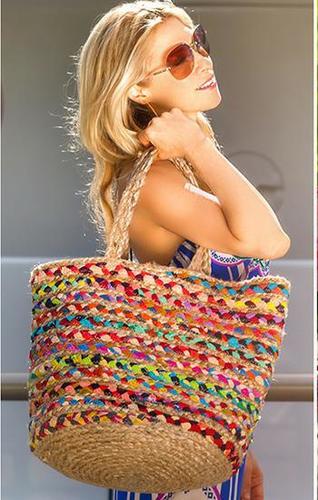 Women Hand Woven Structured Jute Beach Bag