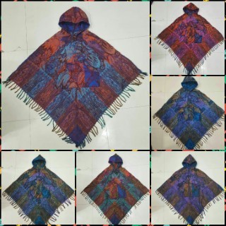 Sweater Woolen Colorful Poncho