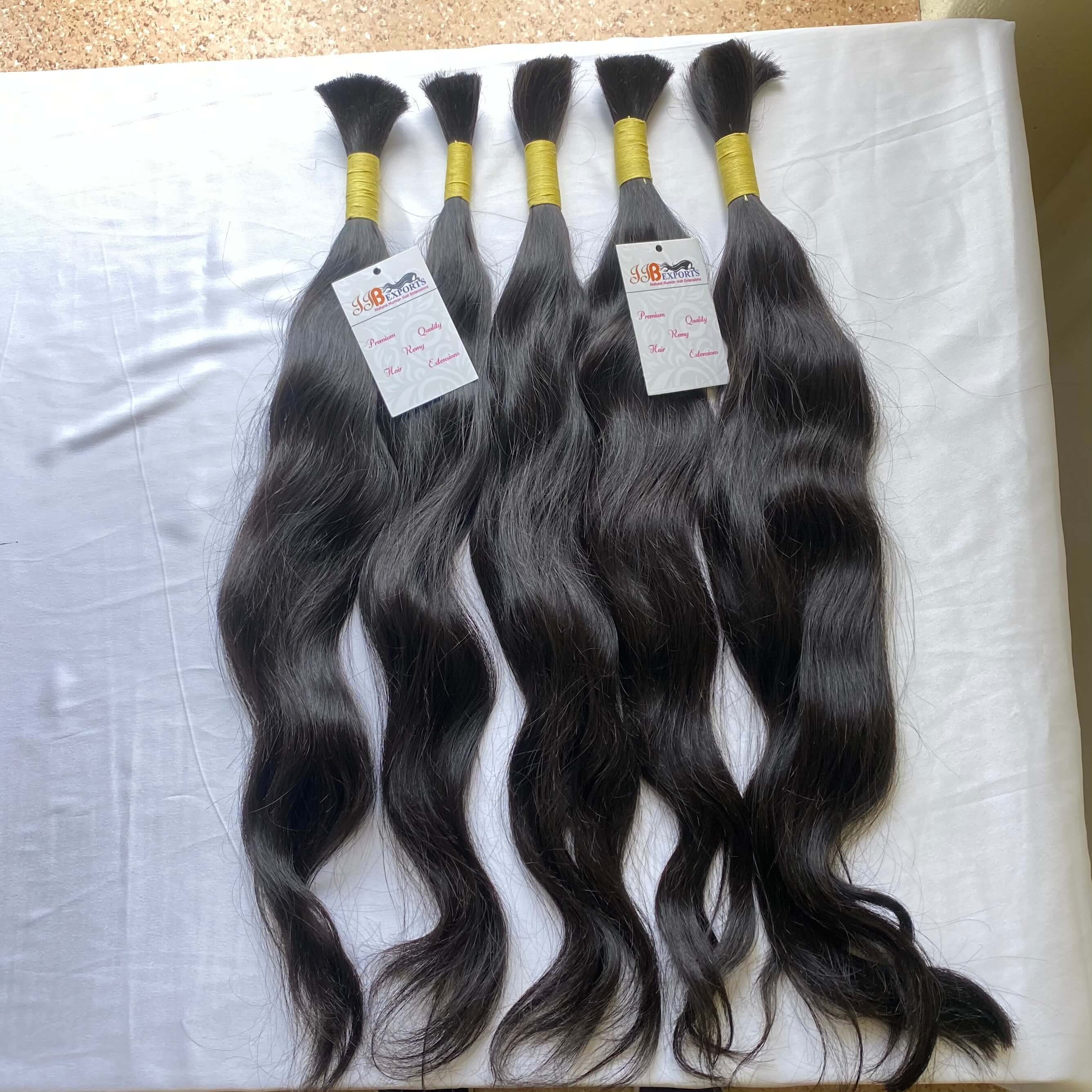 Natural Indian Virgin Raw Single Drawn Bulk Human Hair