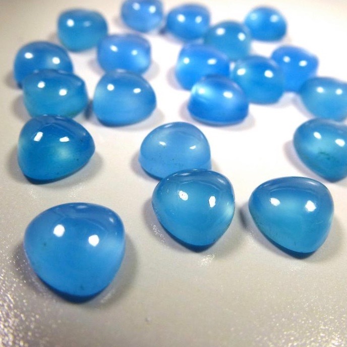 4mm Blue Chalcedony Trillion Cabochon Loose Gemstones