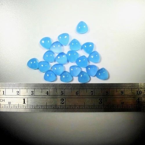 6mm Blue Chalcedony Trillion Cabochon Loose Gemstones