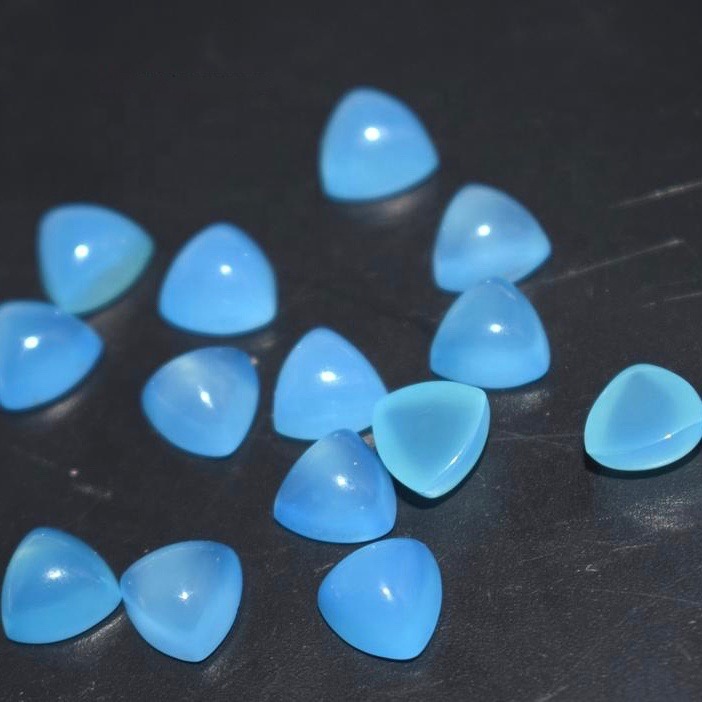 8mm Blue Chalcedony Trillion Cabochon Loose Gemstones