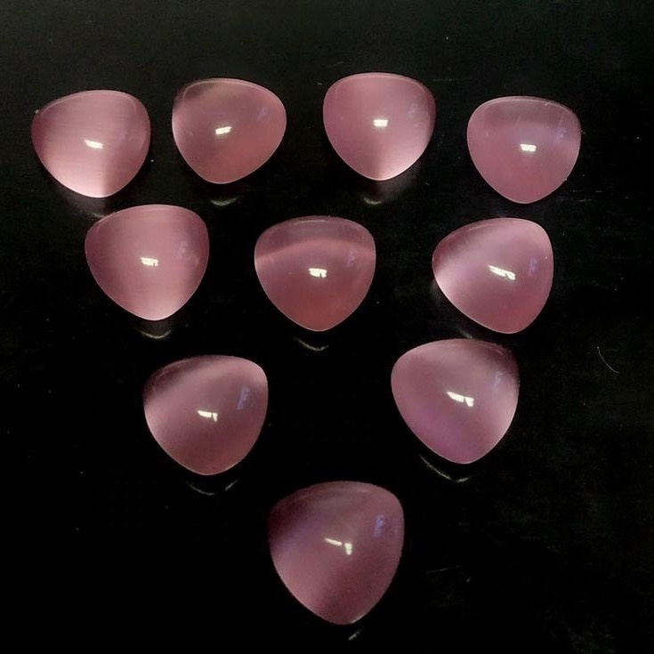 8mm Pink Chalcedony Trillion Cabochon Loose Gemstones