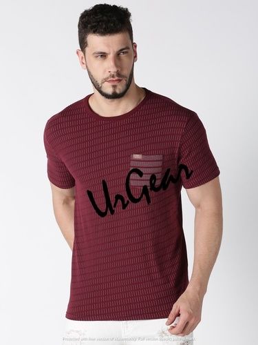 Maroon Men Round Neck T-shirt