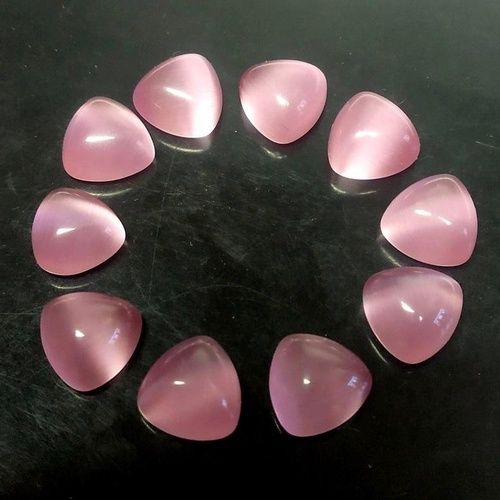 11mm Pink Chalcedony Trillion Cabochon Loose Gemstones