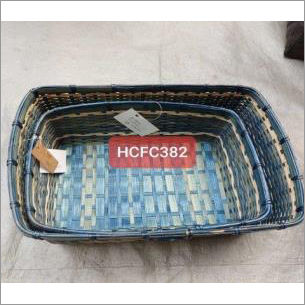 Blue Bamboo Basket Set of 2