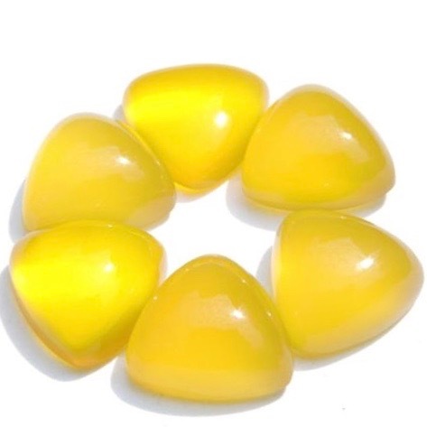 6mm Yellow Chalcedony Trillion Cabochon Loose Gemstones