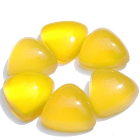 8mm Yellow Chalcedony Trillion Cabochon Loose Gemstones