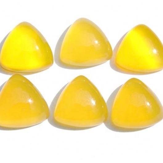 9mm Yellow Chalcedony Trillion Cabochon Loose Gemstones