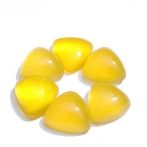 11mm Yellow Chalcedony Trillion Cabochon Loose Gemstones