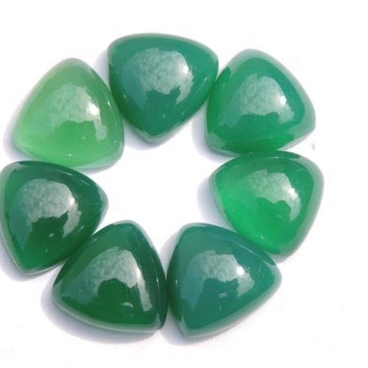 9mm Green Chalcedony Trillion Cabochon Loose Gemstones