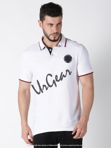 White Men Polo Neck T-Shirt