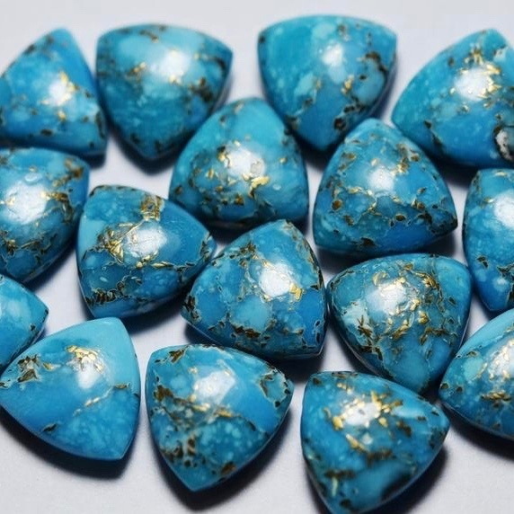 10mm Blue Copper Turquoise Trillion Cabochon Loose Gemstones