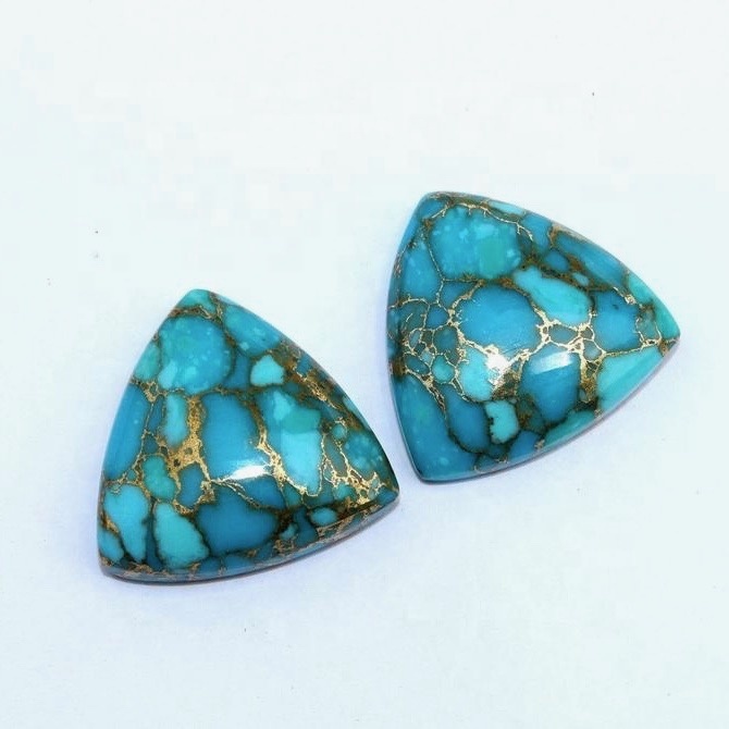 11mm Blue Copper Turquoise Trillion Cabochon Loose Gemstones