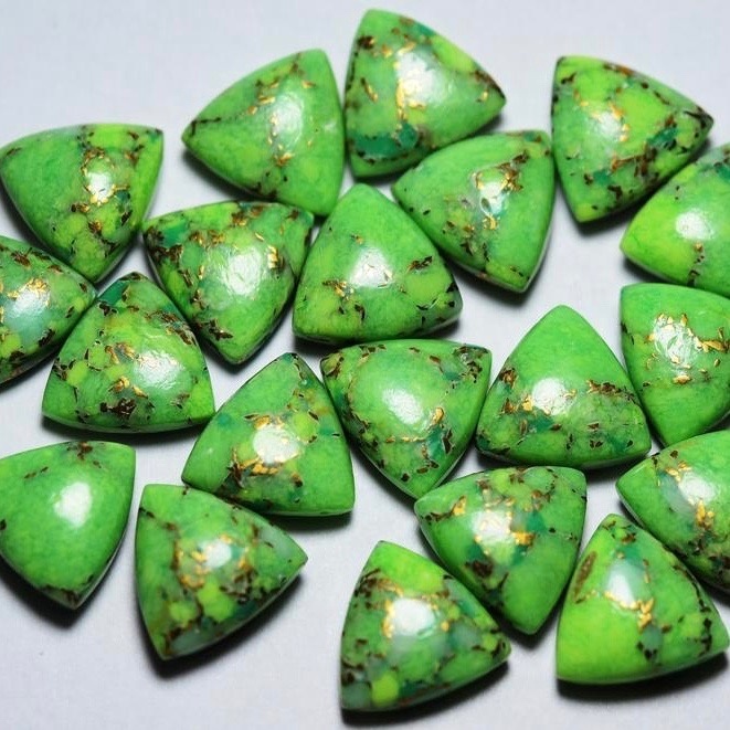 7mm Green Copper Turquoise Trillion Cabochon Loose Gemstones