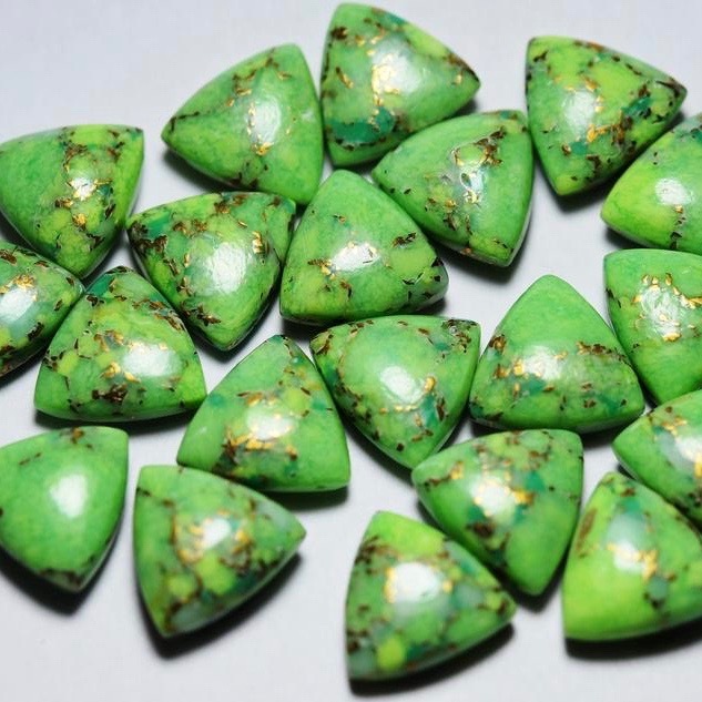 11mm Green Copper Turquoise Trillion Cabochon Loose Gemstones