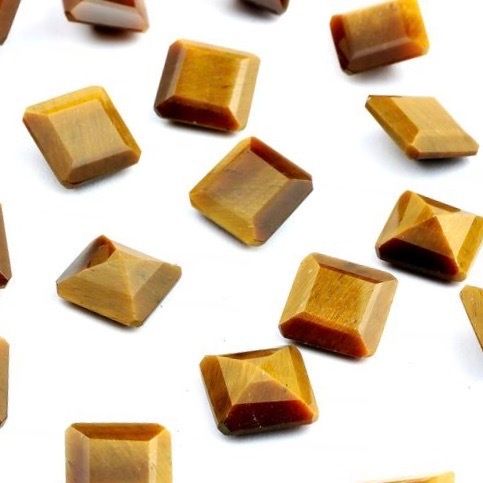 5mm Tiger Eye Faceted Square Loose Gemstones