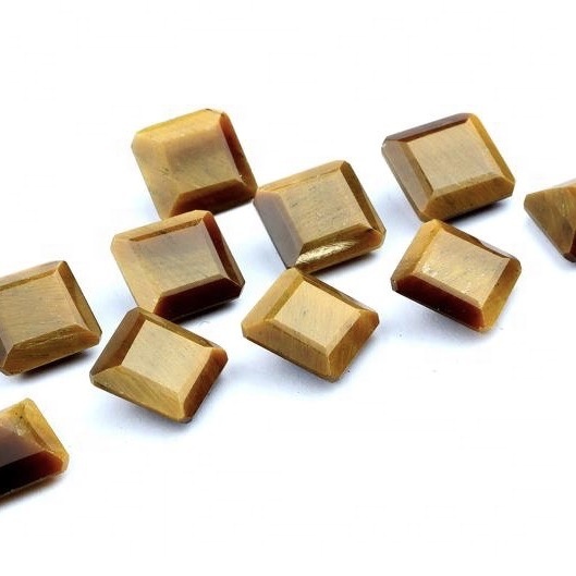 7mm Tiger Eye Faceted Square Loose Gemstones