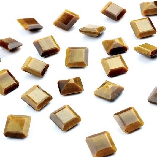12mm Tiger Eye Faceted Square Loose Gemstones
